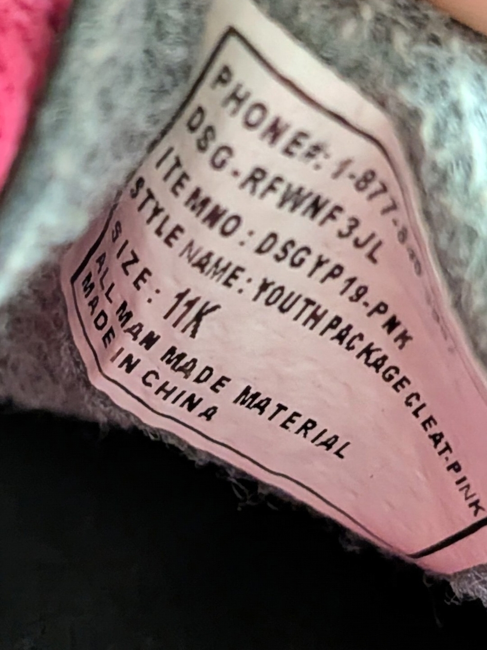 DSG Pink and Black Kids Soccer Cleats with Teal Accent Laces - Picture 5 of 5
